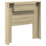 Storage Headboard with LED Sonoma Oak Engineered Wood