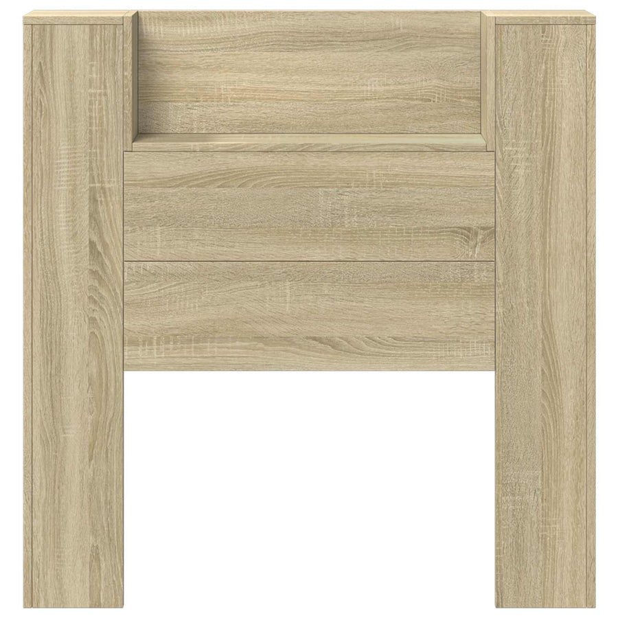 Storage Headboard with LED Sonoma Oak Engineered Wood