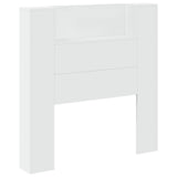 Storage Headboard with LED White Engineered Wood - Front View