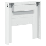 Storage Headboard with LED White Engineered Wood