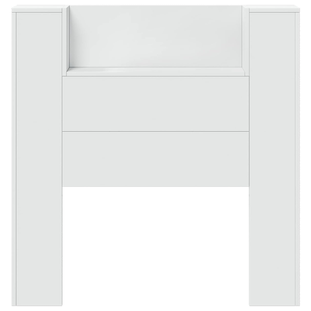 Storage Headboard with LED White Engineered Wood