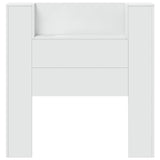 Storage Headboard with LED White Engineered Wood