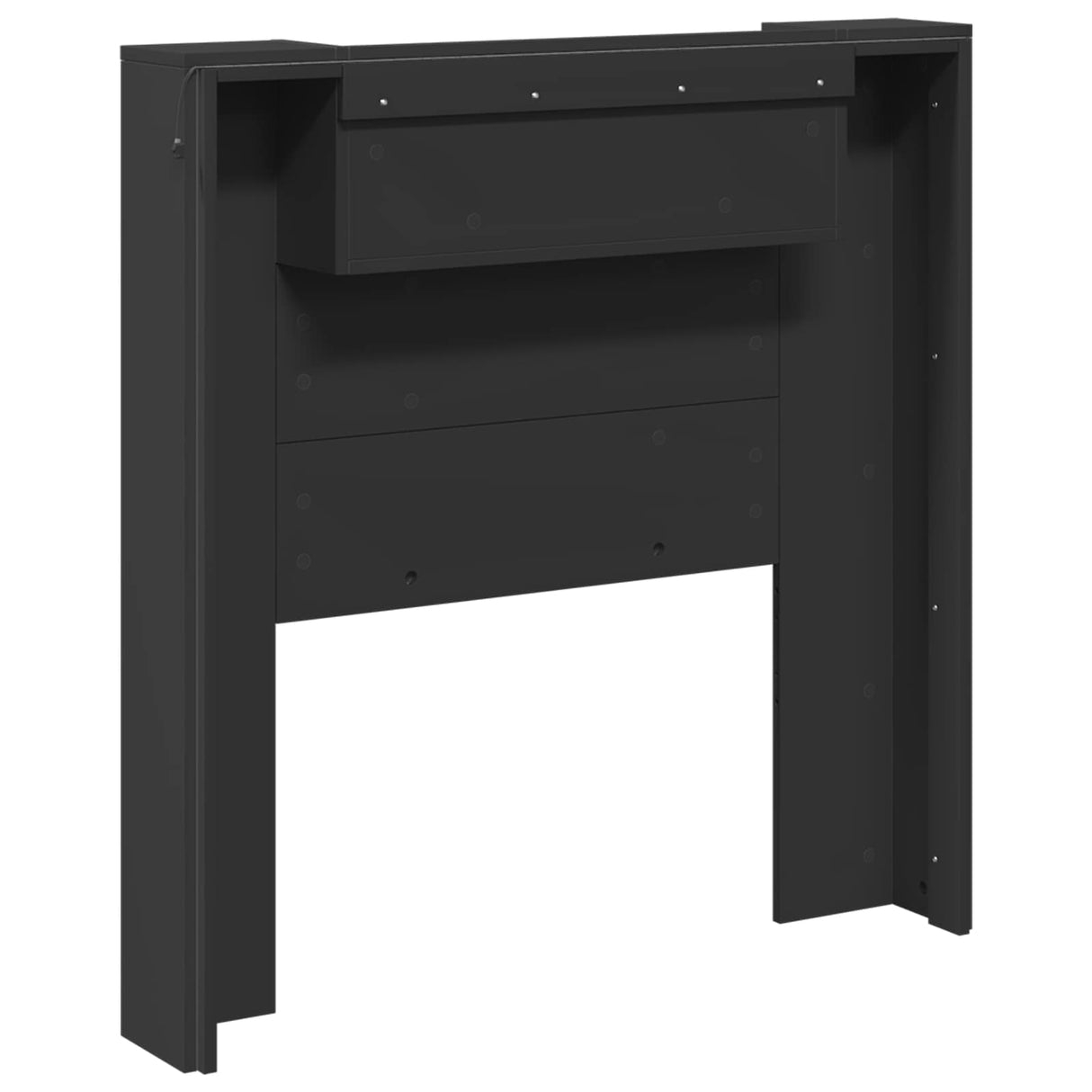 Storage Headboard with LED Black Engineered Wood