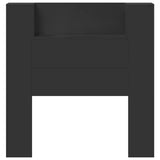 Storage Headboard with LED Black Engineered Wood - Top-Down View
