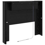 Storage Headboard with LED Black Oak Engineered Wood
