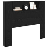 Storage Headboard with LED Black Oak Engineered Wood