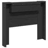Storage Headboard with LED Black Engineered Wood - Rear View
