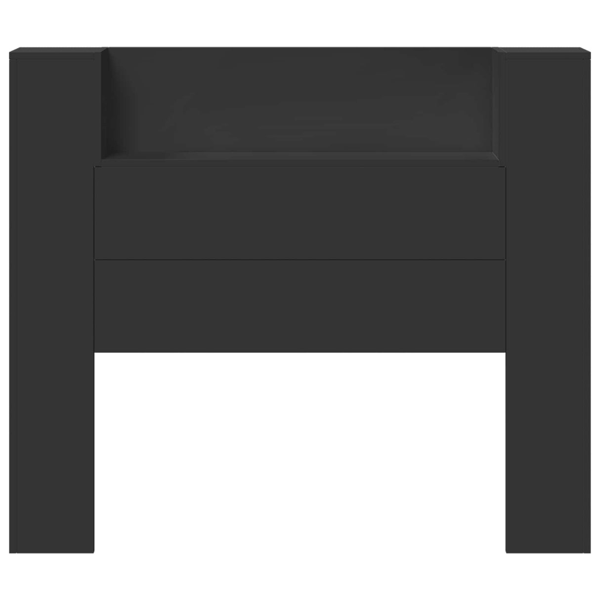 Storage Headboard with LED Black Engineered Wood