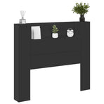 Storage Headboard with LED Black Engineered Wood