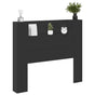 Storage Headboard with LED Black Engineered Wood