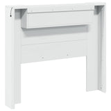 Storage Headboard with LED White Engineered Wood
