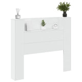 Storage Headboard with LED White Engineered Wood