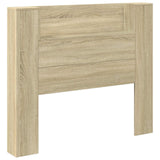 Storage Headboard with LED Sonoma Oak Engineered Wood - Front View