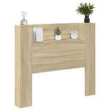 Storage Headboard with LED Sonoma Oak Engineered Wood