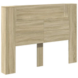 Storage Headboard with LED Sonoma Oak Engineered Wood - Front View