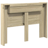 Storage Headboard with LED Sonoma Oak Engineered Wood