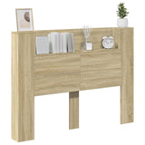 Storage Headboard with LED Sonoma Oak Engineered Wood