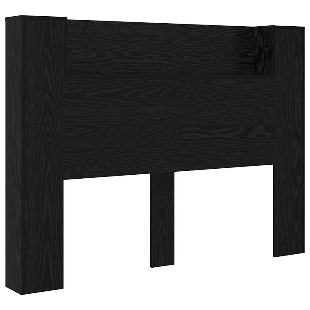 Storage Headboard with LED Black Oak Engineered Wood