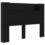 Storage Headboard with LED Black Oak Engineered Wood - Front View