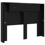Storage Headboard with LED Black Oak Engineered Wood