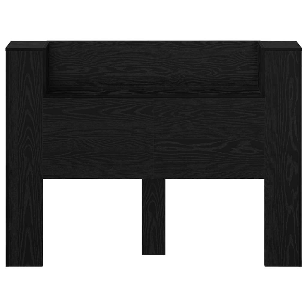 Storage Headboard with LED Black Oak Engineered Wood
