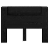 Storage Headboard with LED Black Oak Engineered Wood - 45-Degree Angle
