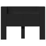 Storage Headboard with LED Black Engineered Wood