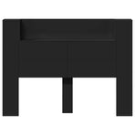 Storage Headboard with LED Black Engineered Wood