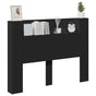 Storage Headboard with LED Black Engineered Wood