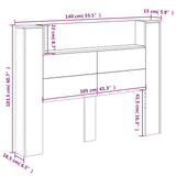 Storage Headboard with LED Black Engineered Wood - Close-Up Angle