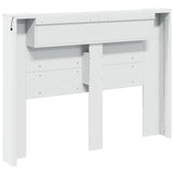 Storage Headboard with LED White Engineered Wood