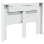 Storage Headboard with LED White Engineered Wood