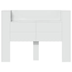 Storage Headboard with LED White Engineered Wood