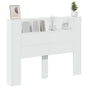 Storage Headboard with LED White Engineered Wood