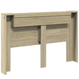 Storage Headboard with LED Sonoma Oak Engineered Wood