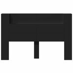Storage Headboard with LED Black Engineered Wood