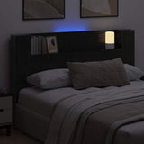 Storage Headboard with LED Black Oak Engineered Wood