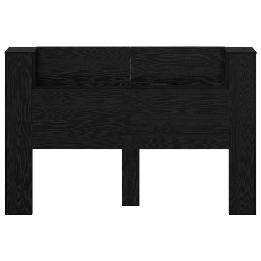 Storage Headboard with LED Black Oak Engineered Wood