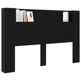 Storage Headboard with LED Black Oak Engineered Wood