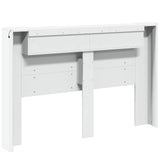 Storage Headboard with LED White Engineered Wood