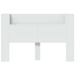 Storage Headboard with LED White Engineered Wood