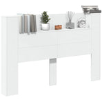 Storage Headboard with LED White Engineered Wood