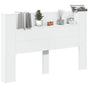 Storage Headboard with LED White Engineered Wood