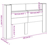Storage Headboard with LED White Engineered Wood - Close-Up Angle
