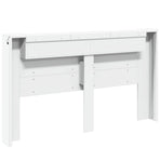 Storage Headboard with LED White Engineered Wood