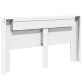 Storage Headboard with LED White Engineered Wood - Rear View