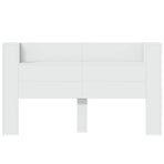 Storage Headboard with LED White Engineered Wood
