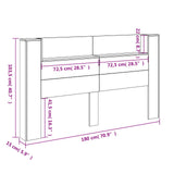 Storage Headboard with LED White Engineered Wood
