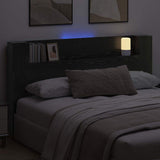 Storage Headboard with LED Black Oak Engineered Wood
