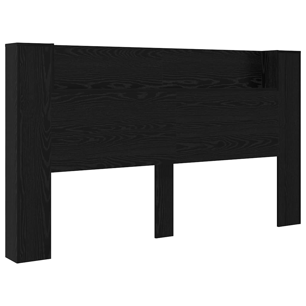 Storage Headboard with LED Black Oak Engineered Wood